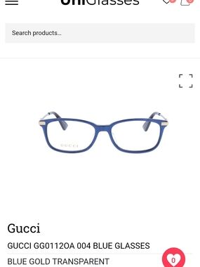 Gucci Blue Eyeglasses with Gold Temple Accents